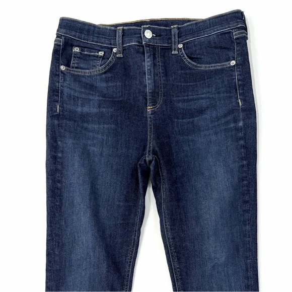rag & bone 10 Inch Ankle Skinny Raw Hem Jeans Mad River Dark Wash Denim 29 - Picture 4 of 8